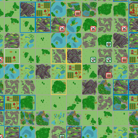 Screenshot of the game map centered on a player's village
