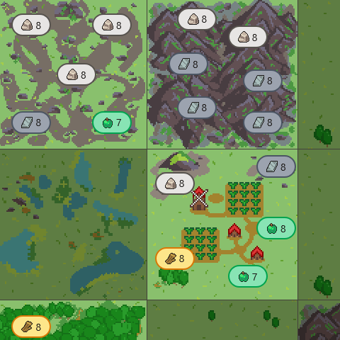 An image displaying the resources overview where a player can upgrade their production.