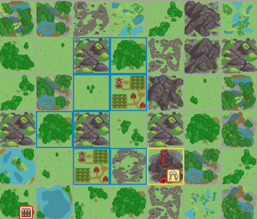 Screenshot of a Natural Landmark with two allied villages nearby