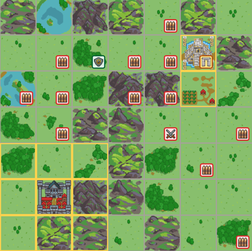 The map with a completed monument and friendly settlements