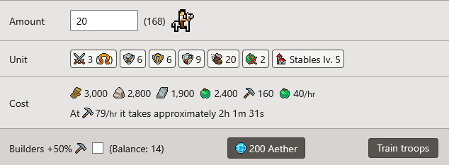 You can buy units for Aether on the Train troops page