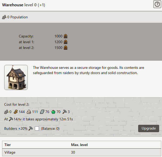 Warehouse building screen