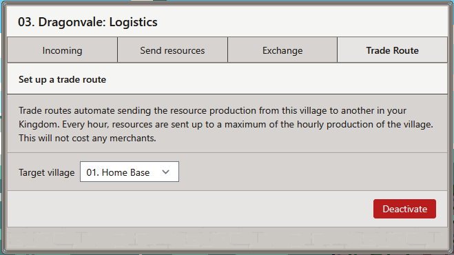 Trade route interface