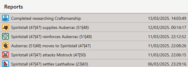 Screenshot of different report types