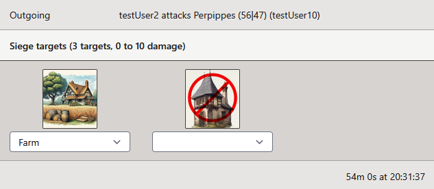 Screenshot of the siege target selection
