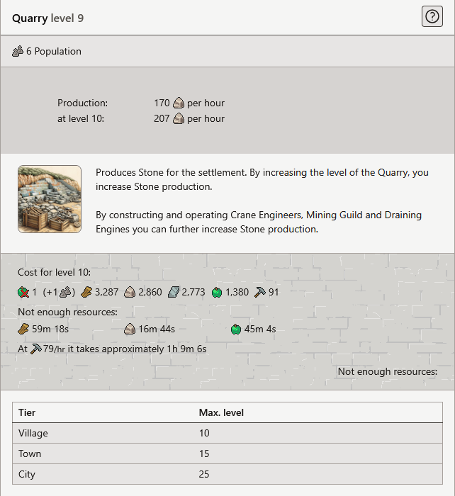 Building page of a Quarry