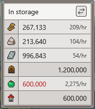 Screenshot of the new sidebar UI for village resources