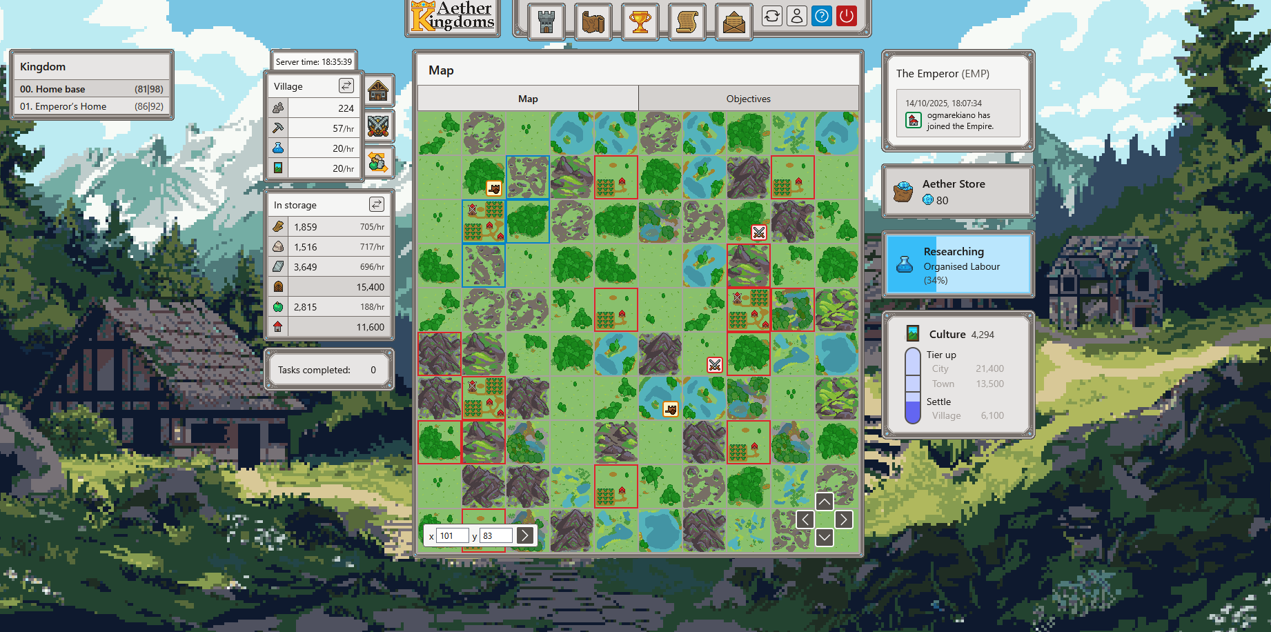 Screenshot of the map with an ally and multiple enemies