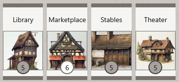 Screenshot of darkened levels for fully upgraded buildings