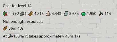 Screenshot of not enough resources