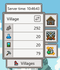For smaller screens, a new Villages button shows up on the left sidebar to quickly swap between villages