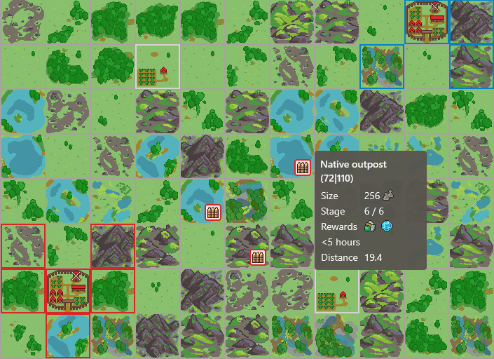 A cluster of events on the map