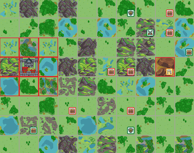 Map screenshot with all three defensive event types
